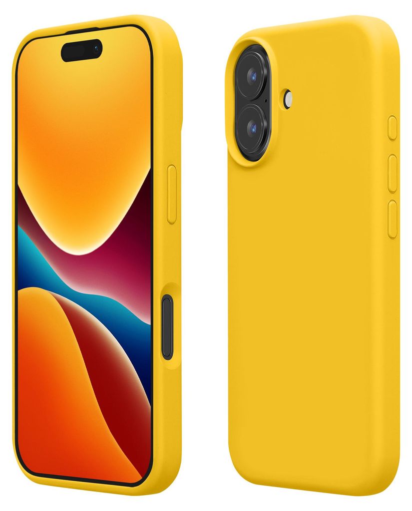 kwmobile Handyhülle für iPhone 16 Plus Hülle, für iPhone 16 Plus Case - Hülle Silikon - kabelloses Laden - Strahlend Gelb