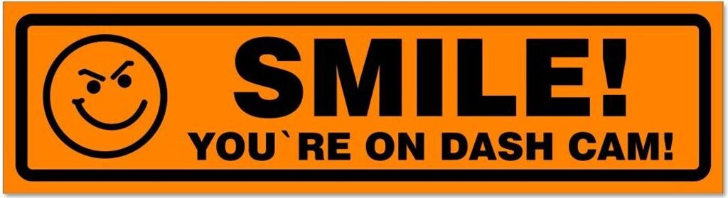Kiwistar - Autoaufkleber - Orange - Schwarz - 45 x 12 cm - Smile You Are on Dash Cam invertiert - Hinweis Aufkleber Sticker für Auto, Kfz, Fahrrad...