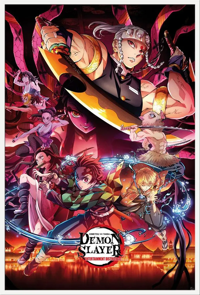 Décoration Chambre Manga Demon Slayer Affiche Encadrée 61x91,5 cm