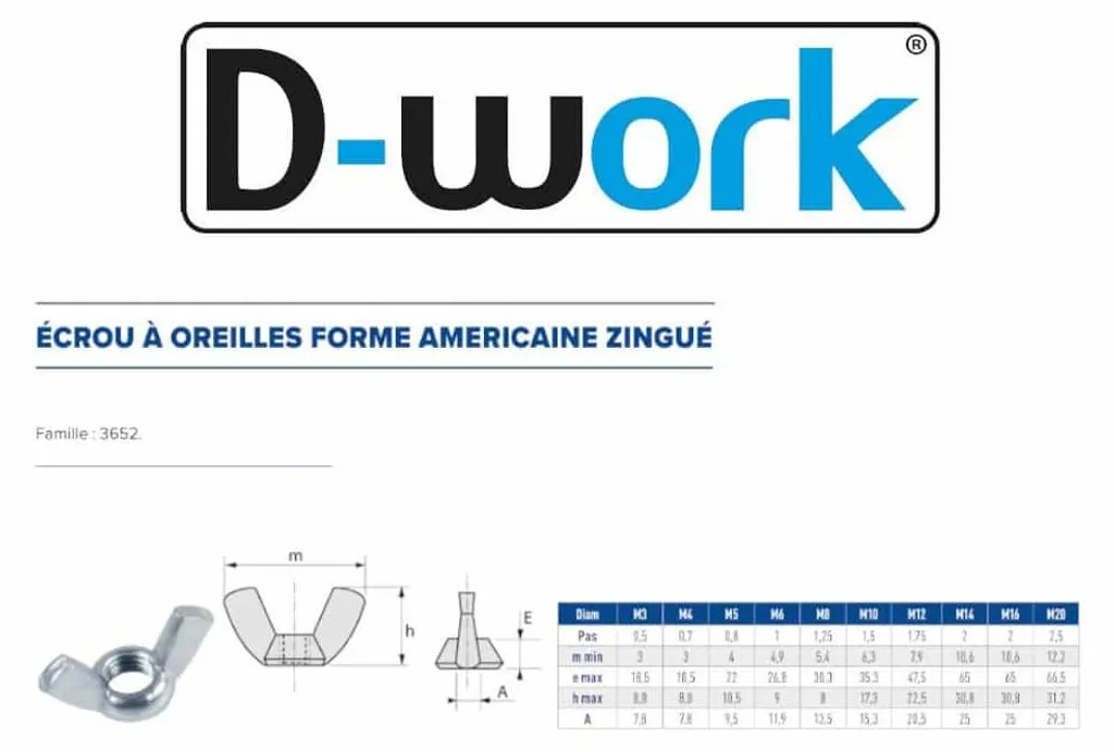 Écrou à oreilles M14 zingué : serrage manuel efficace et anti-corrosion