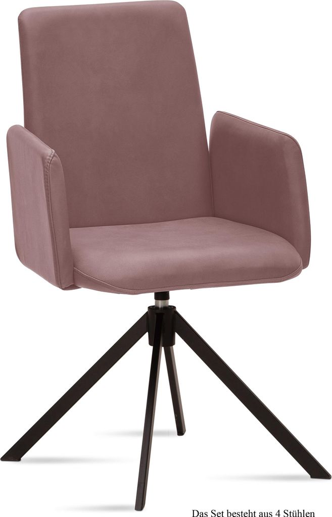Armlehnstuhl drehbar (4er-Set) Deasia 52x92x60 Schwarz/Rosewood