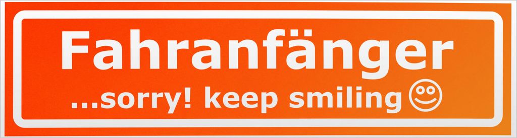 Kiwistar Fahranfänger - Sorry! Keep Smiling invertiert Magnetschild Schild magnetisch - 45cm Neonorange - Magnetfolie für Auto PKW Kfz