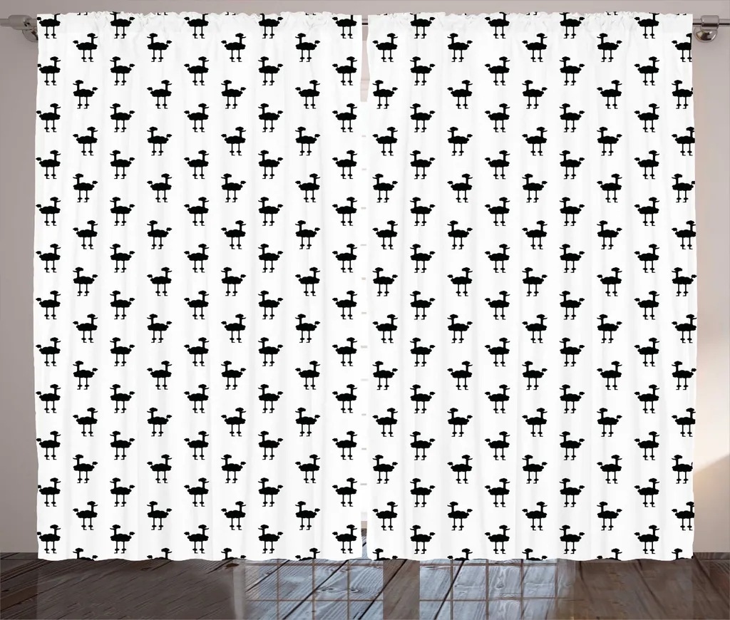 Tenda ABAKUHAUS Rustica Bianca e Nera 280x245 cm con Ganci e Passanti