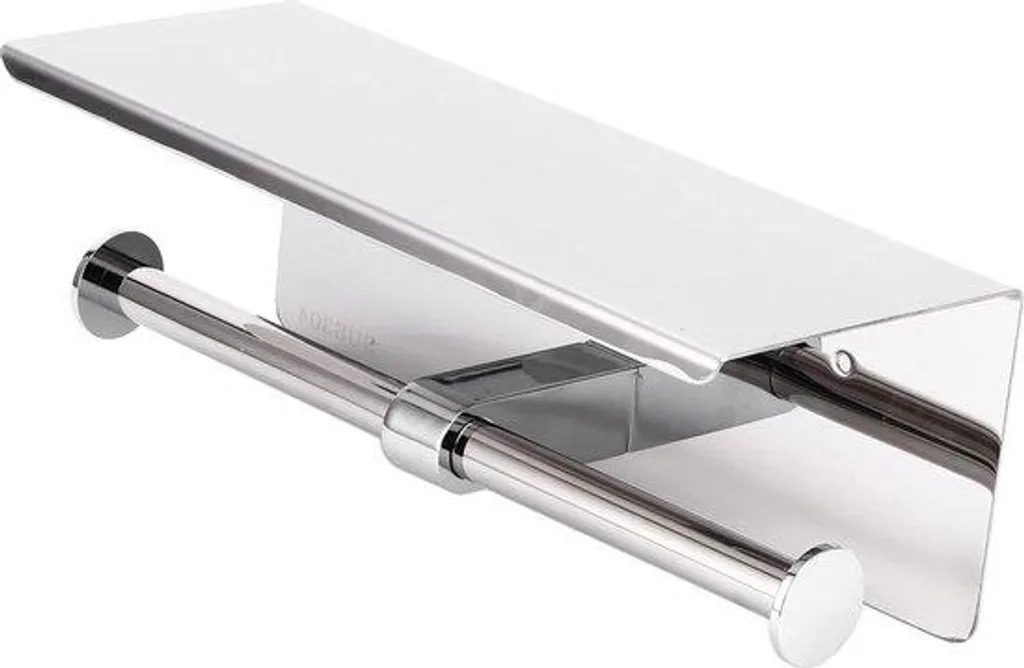 Chasse d'eau murale pour WC suspendu, double rouleau en inox argenté - 25cm