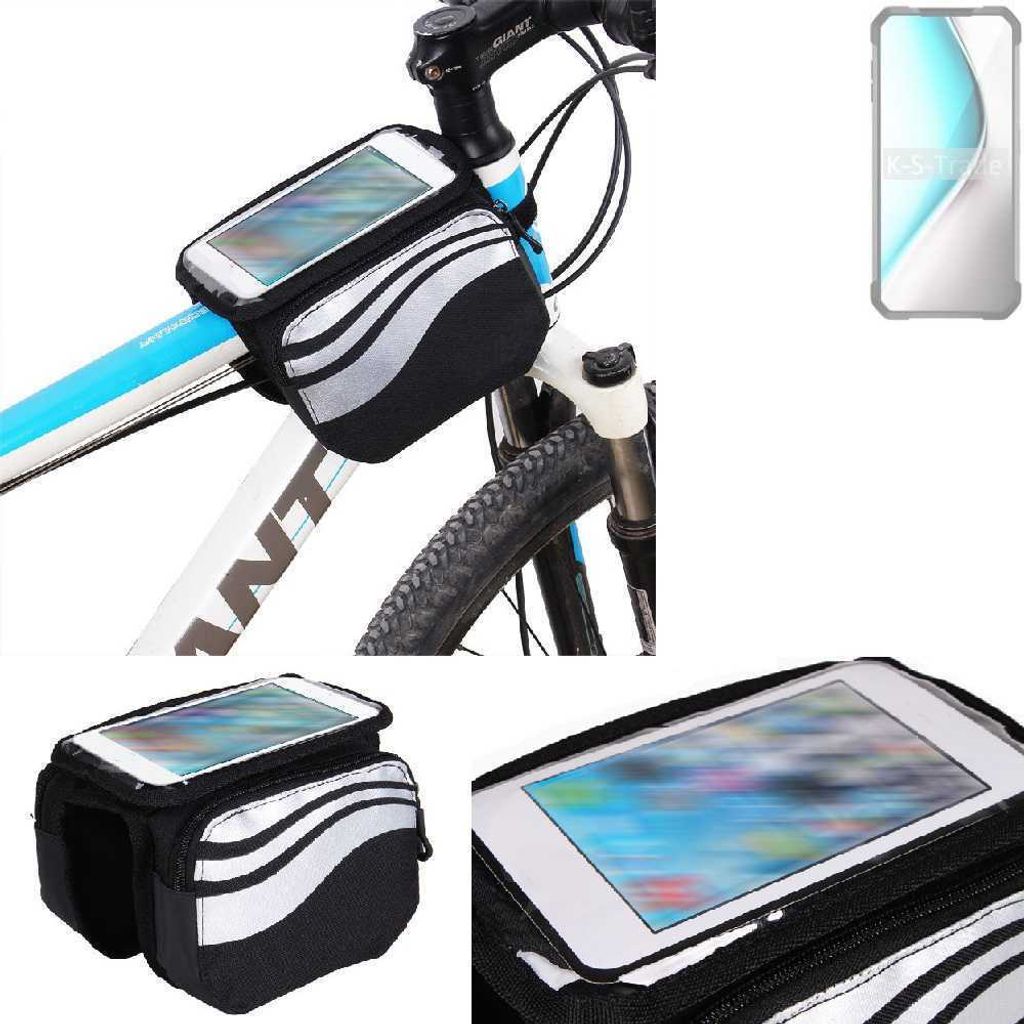 K-S-Trade Rahmentasche Fahrrad-Halterung kompatibel mit Unihertz 8849 Tank 2 Pro Rahmenhalterung Fahrrad Handyhalterung Fahrradtasche Handy Smartphone