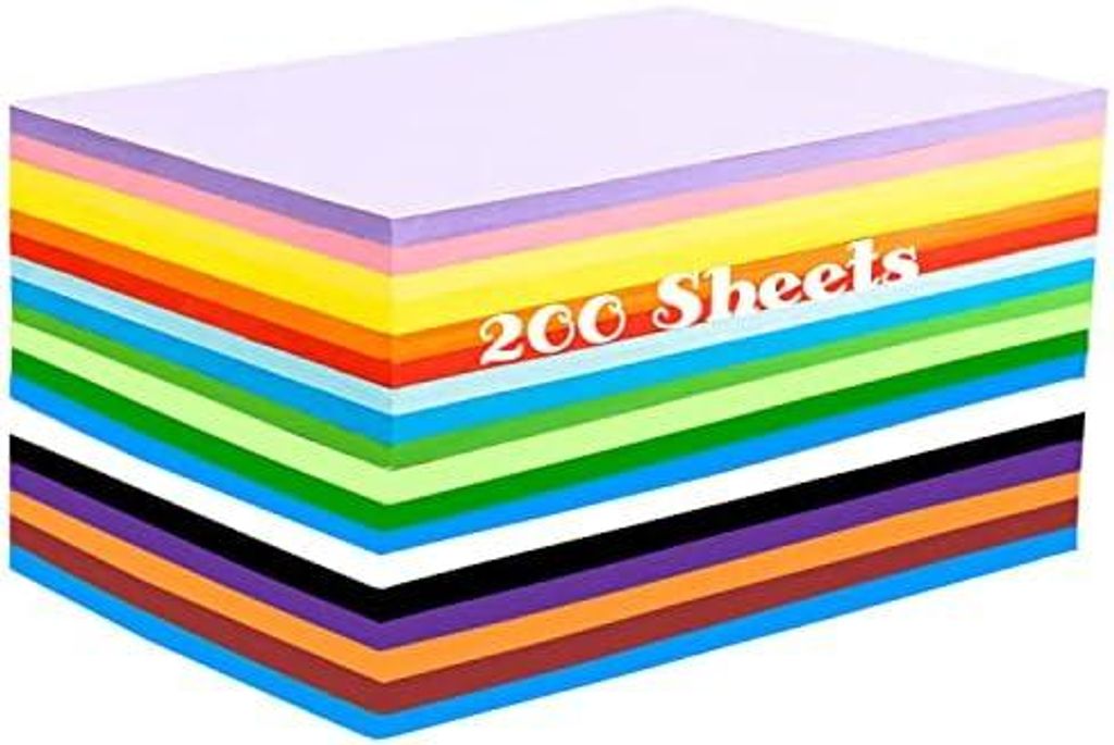 200 Blatt Buntes Papier A4, Farbiges Faltpapier in 20 Farben (70 g/m?), Tonpapier Bunt/Bastelpapier Zweiseitig für DIY Origami und Bastelprojekte