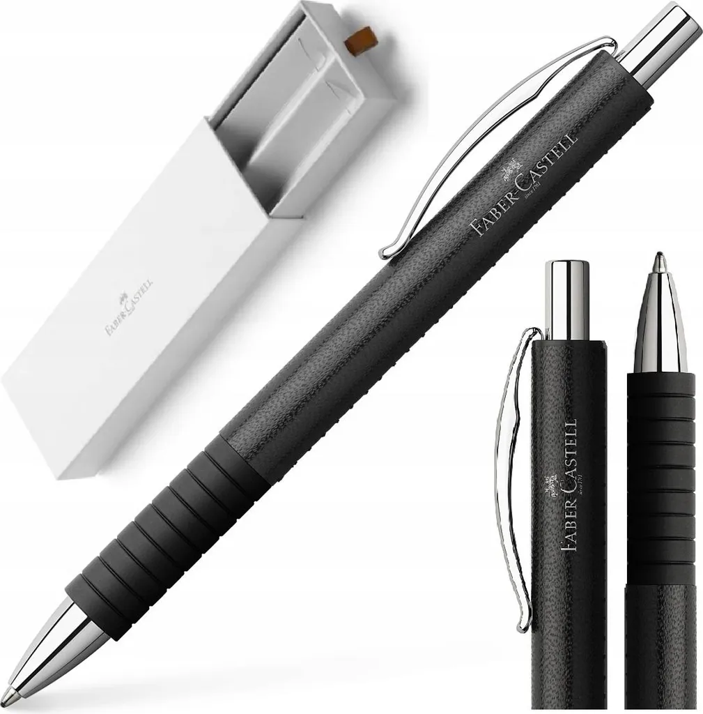 Stylo Faber-Castell Essentio cuir noir 148889 : écriture sans fatigue
