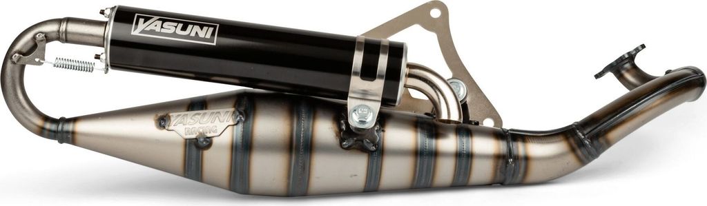 YASUNI Auspuff Carrera 10 Schwarz passend für Peugeot 50/70 ccm Zugelassen