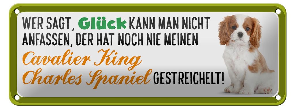 Blechschild Spruch 27x10cm Cavalier King Charles Spaniel gestreichelt