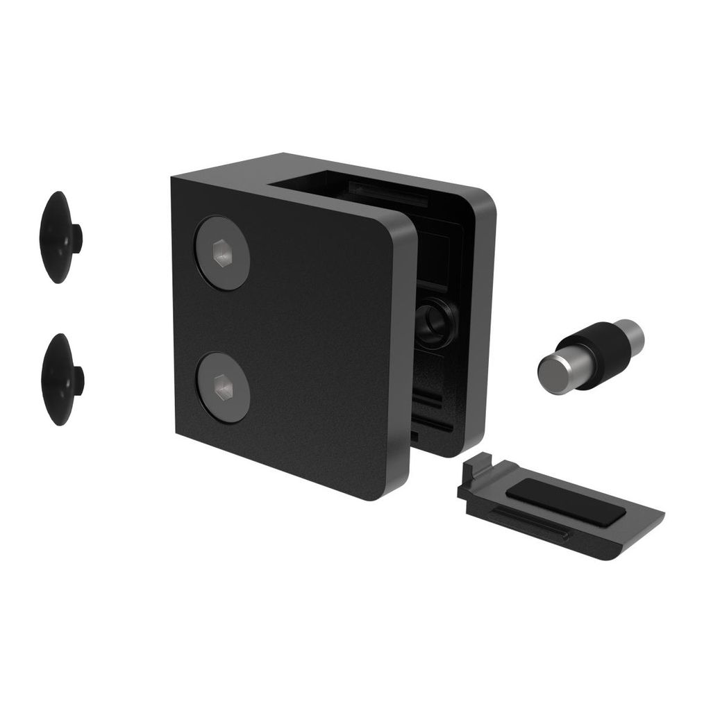 Sellon24® Glashalter Zamak Glasklemme Zink Geländer RAL9005 Produktbild 