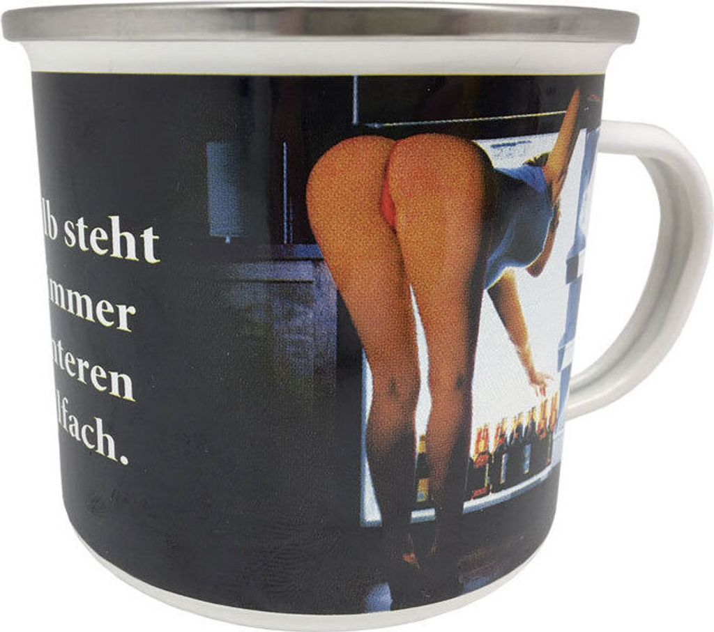 Emaille Becher 0,5 L - Deshalb steht Bier immer im unteren Kühlfach, EB 12