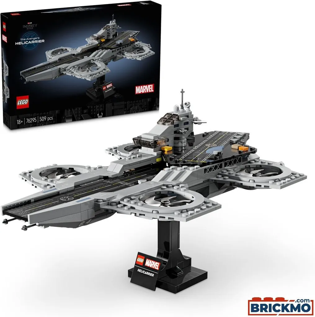 LEGO 76295 Helicarrier Avengers - Détails Réalistes et Socle d'Exposition