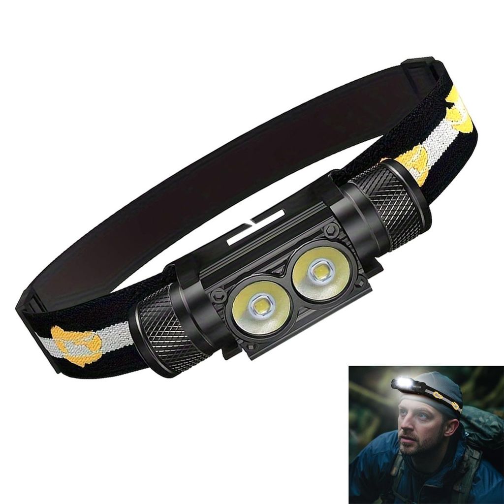 Stirnlampe LED 1200LM wiederaufladbar USB-C – Superhelle Kopflampe 5 Modi | IPX6 wasserdicht für Outdoor & Arbeit