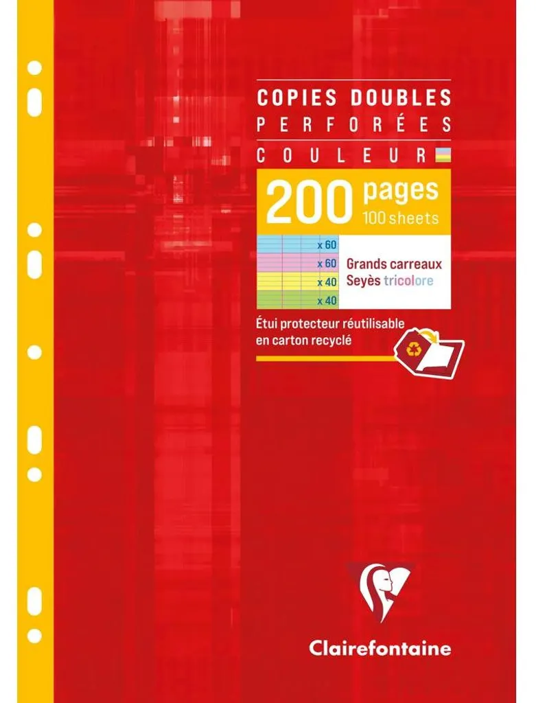 Kanzleibogen A4 200S frz. Lin sort - Copies doubles Seyès pour examen