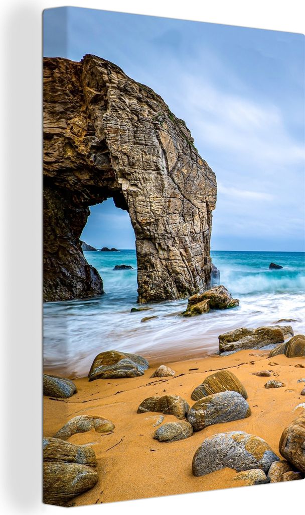 OneMillionCanvasses - Leinwandbilder - 90x140 cm, Steine - Wasser - Strand - Felsen - Wellen, Wandbilder Kunstdruck Wanddekoration - Foto auf Lei...