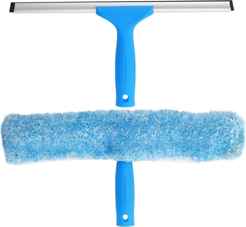 Fensterwischer und Fensterabzieher als Kombi-Set, 2 in 1 professionelles Fensterreinigungsset, Glaswischer für dusche und Glas