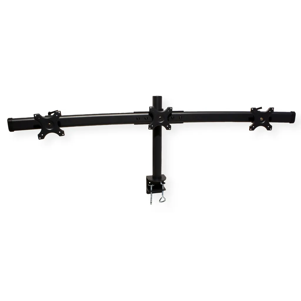 Bras Triple Écran Robuste 3x8kg Noir avec Montage Table Stable VALUE