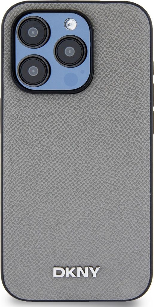 DKNY, MagSafe Schutzhülle Silver Metal Logo f. Apple iPhone 14 Pro, Grau