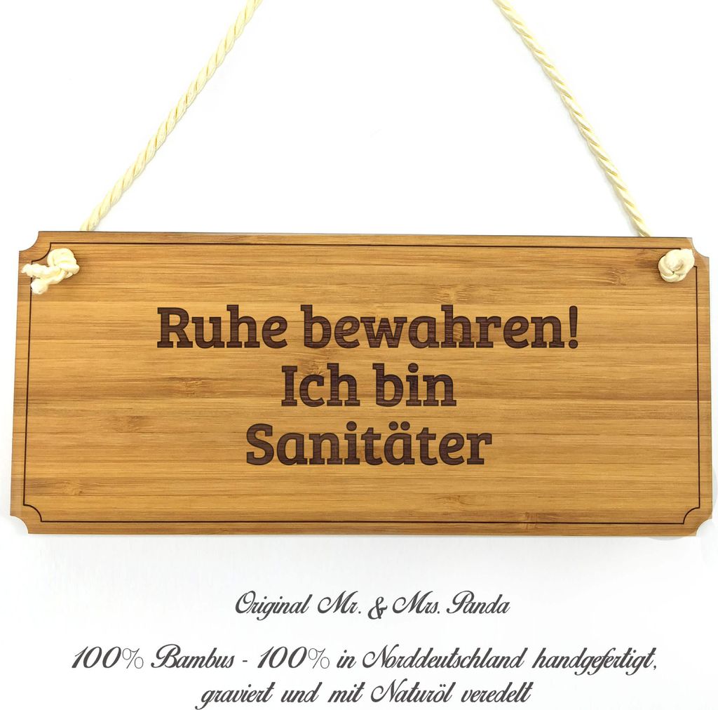 Mr. & Mrs. Panda Hinweisschild Sanitäter - Geschenk, Firmenschild, Wegweiser, Landhaus, Schild, Geschenkidee, Werbeschild, Shabby, Rente, Graviert...