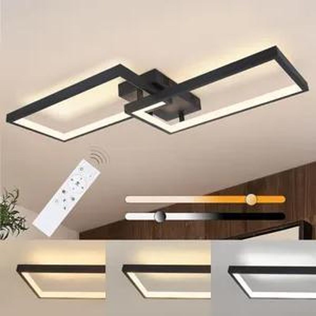 ZMH LED Deckenleuchten Deckenleuchte schwarze Dimmbar mit Fernbedienung 40W Wohnzimmerlampe aus Metall Modern chenlampe Schlafzimmer Schlafzimmerlampe