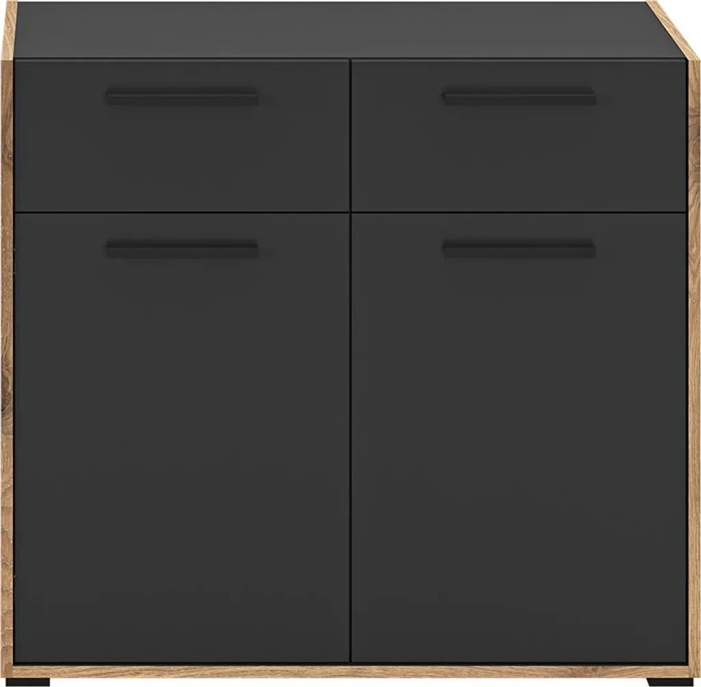 Commode Bueno 2 portes et 2 tiroirs gris foncé - Buffet bas moderne