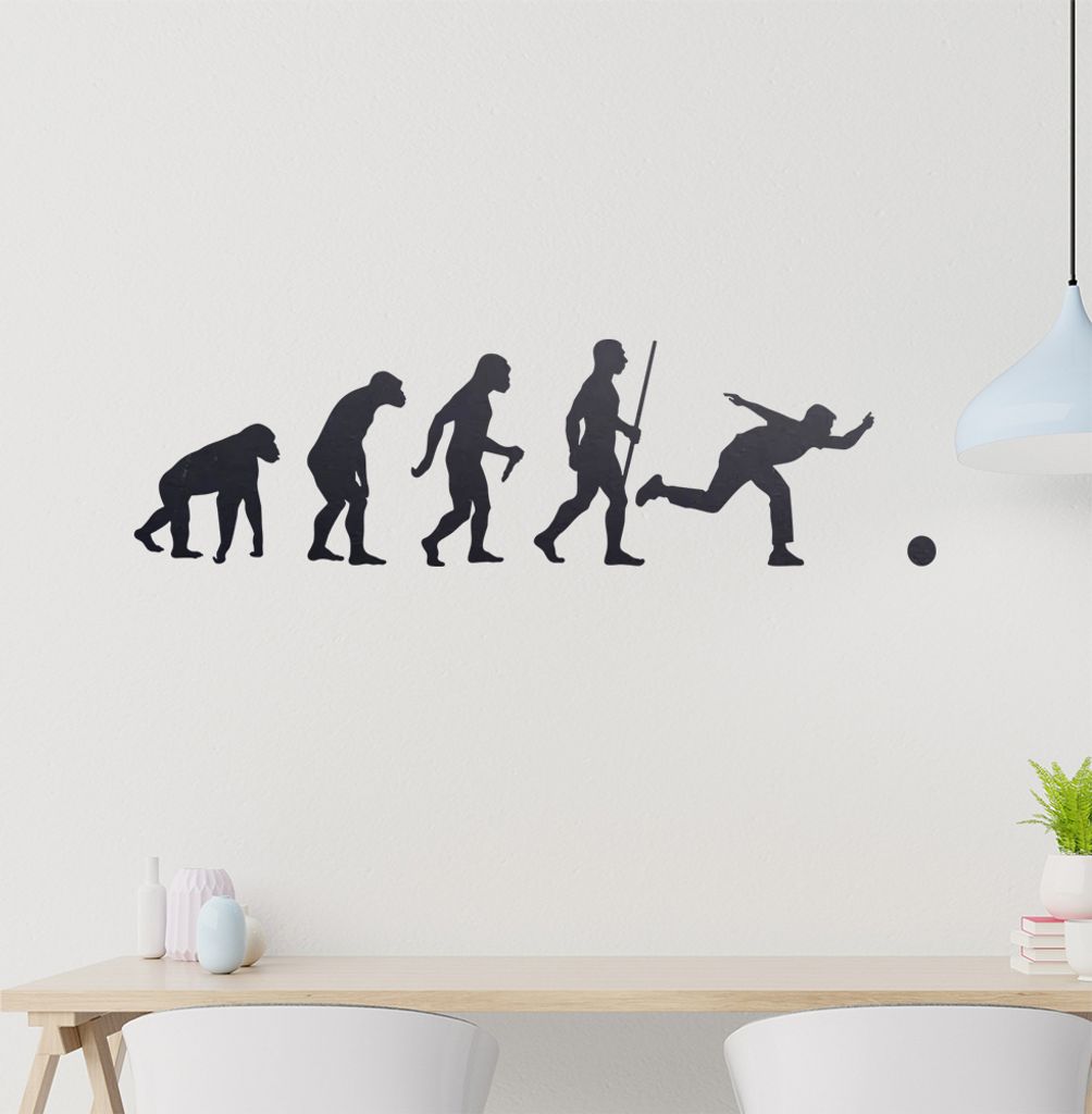 Bowling Kegeln Evolution Wandtattoo Wandaufkleber Wall Sticker - Dekoration, Küche, Wohnzimmer, Schlafzimmer, Badezimmer