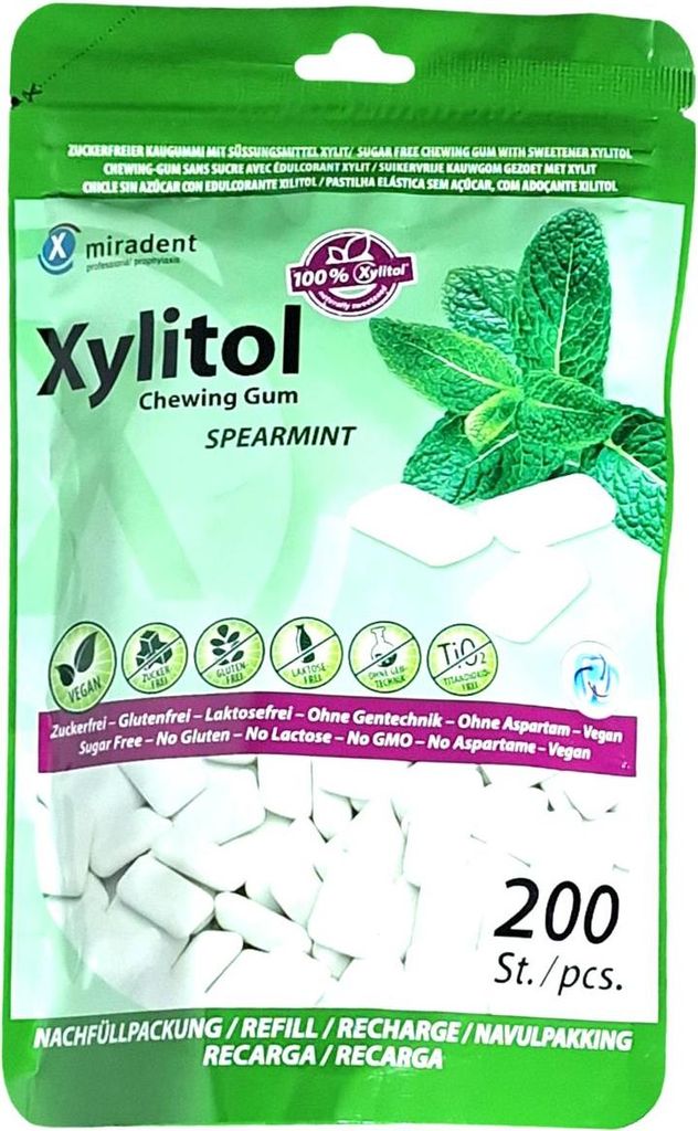 Miradent Xylitol žvýkačky Spearmint 200 kusů Obrázek produktu 