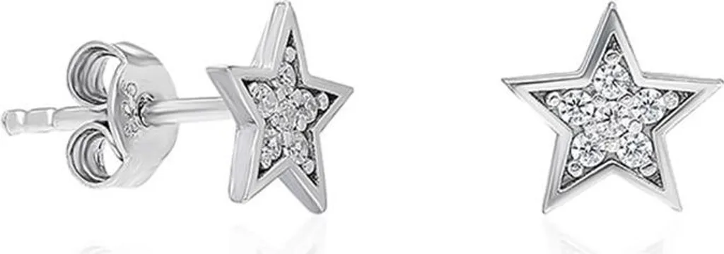 Boucles d'oreilles étoiles en argent 925 et zircone pour femme - Réf ST24