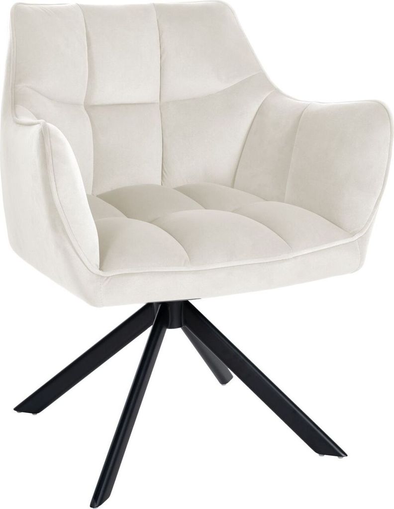 Esszimmerstuhl Swing Samt schwarz creme