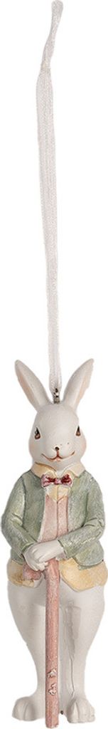 Clayre & Eef Přívěsek králík 10 cm bílozelený polyresin Obrázek produktu 