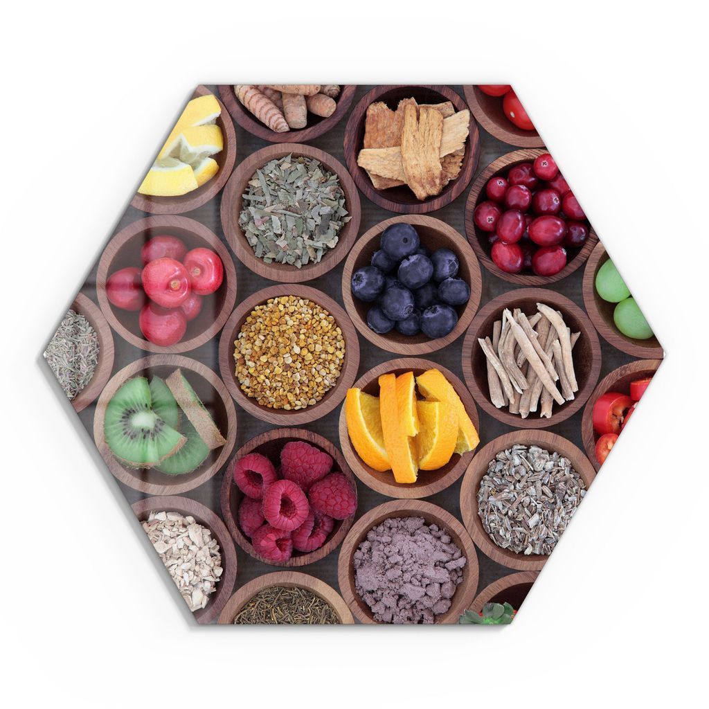 DEQORI Glasbild Echtglas 55x48 cm 'Superfood-Ensemble' Wandbild Bild modern Deko