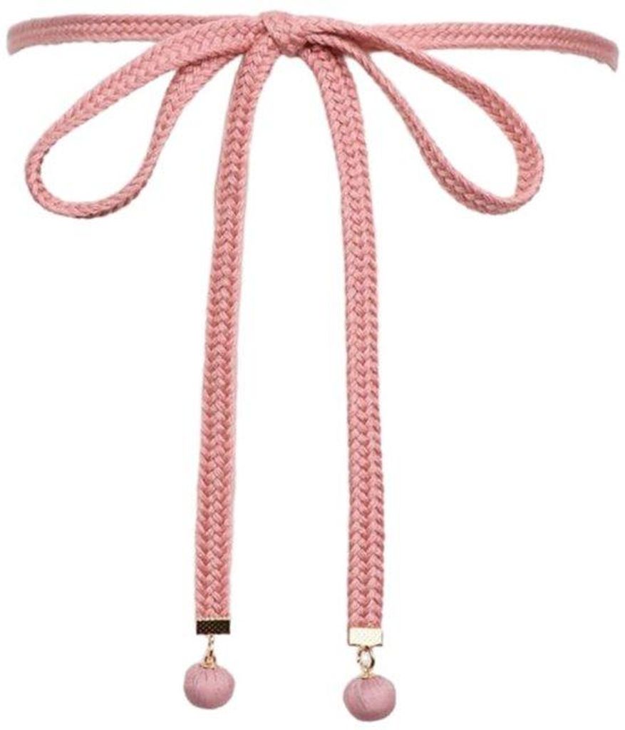 Gevlochten Dames-Tailleriem, verstelbaar, 148 cm, rosa