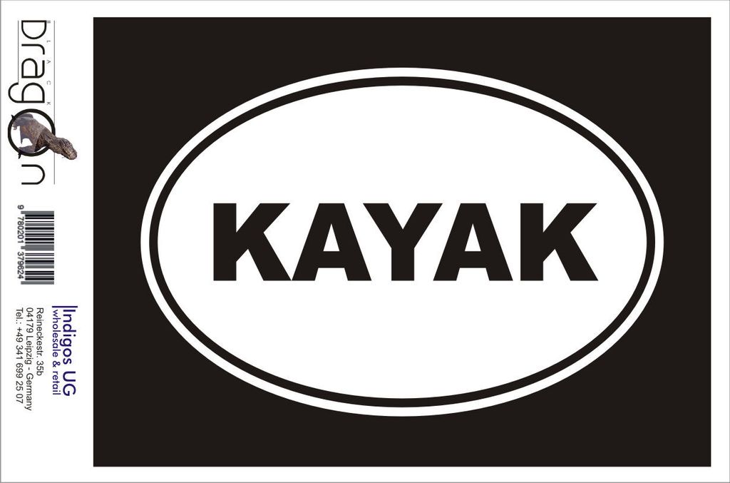 Aufkleber / Autoaufkleber - JDM / Die cut / Auto / OEM - Kayak 180x120mm schwarz - Heckscheibe / Heckscheibenaufkleber