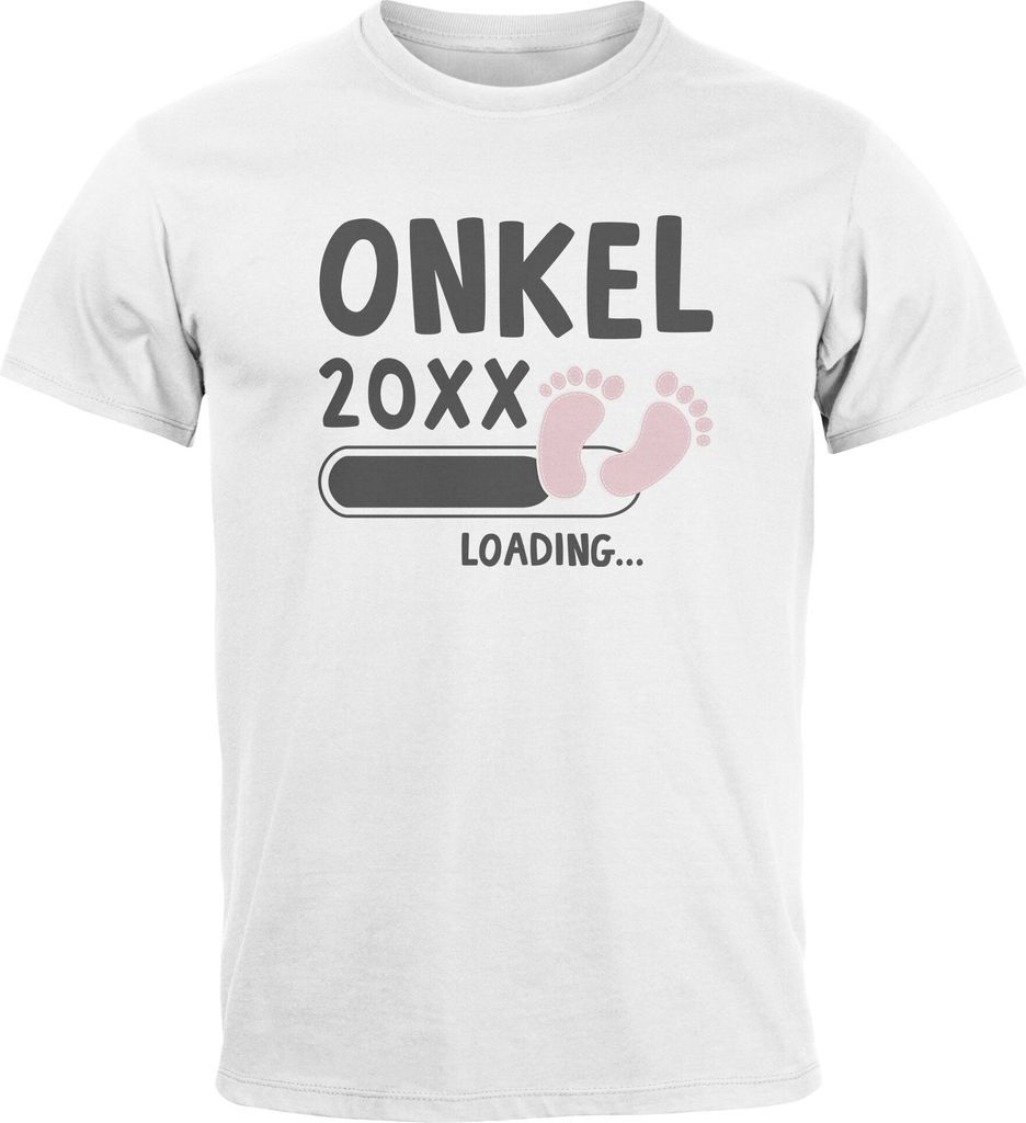 Herren T-Shirt Papa Opa Onkel Patenonkel 2023 loading Geschenk für werdenden Onkel Geschenk Geburt Baby Moonworks weiß-rosa M