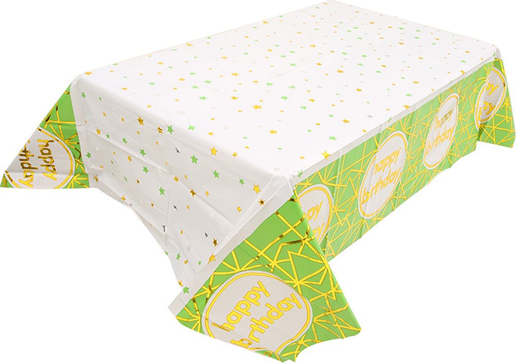 Einweg-Tischdecke Anti-Fouling-Schutzhyarse Happy Birthday Glossy Table Cover Party Supplies-Grün