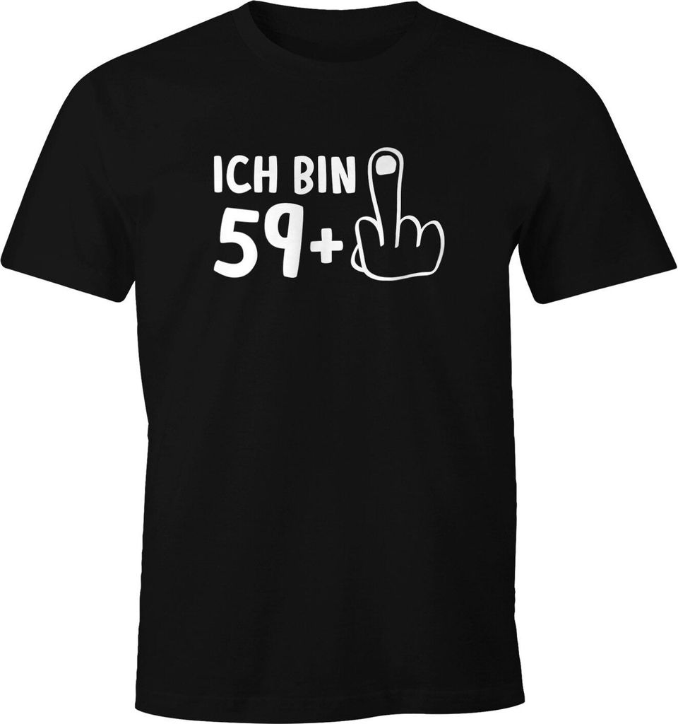 Herren Geburtstags T-Shirt Ich bin 29+ 39+ 49+ 59+ Mittelfinger Fun-Shirt lustiges Geschenk zum runden Geburtstag Moonworks 60 schwarz XS