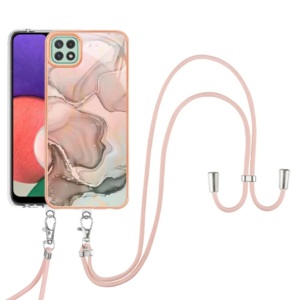 Cover Samsung A22 5G TPU Bumper Crème con Cordino - Sicurezza Urbana