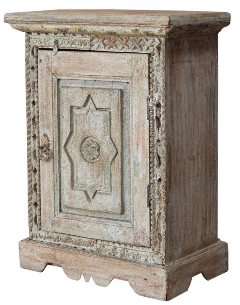 Vintage Beistellschrank, Kommode, Nachttischschrank, Flurschrank - Modell 86, Weiß, Holz, 62*47*26 cm, Kleine Schränke