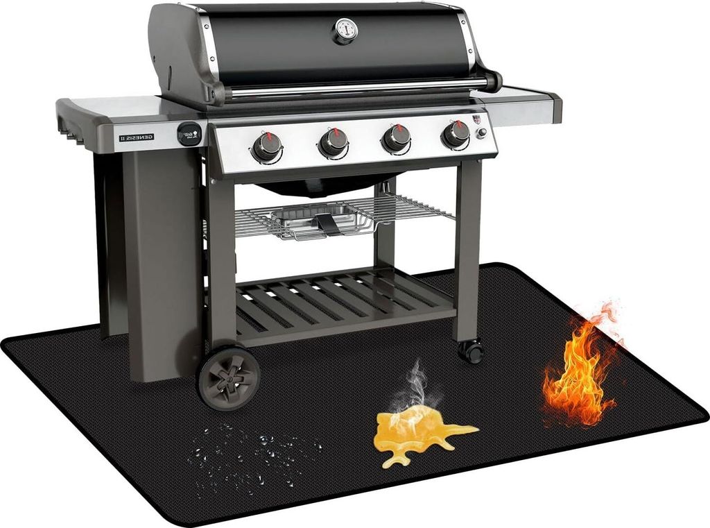 BBQ Hitzeschutzmatte 165×100 cm, feuerfest & doppelseitig, wasser- & ölbeständig, schützt Terrasse, Rasen & Boden, für Grill, Kamin & Outdoor