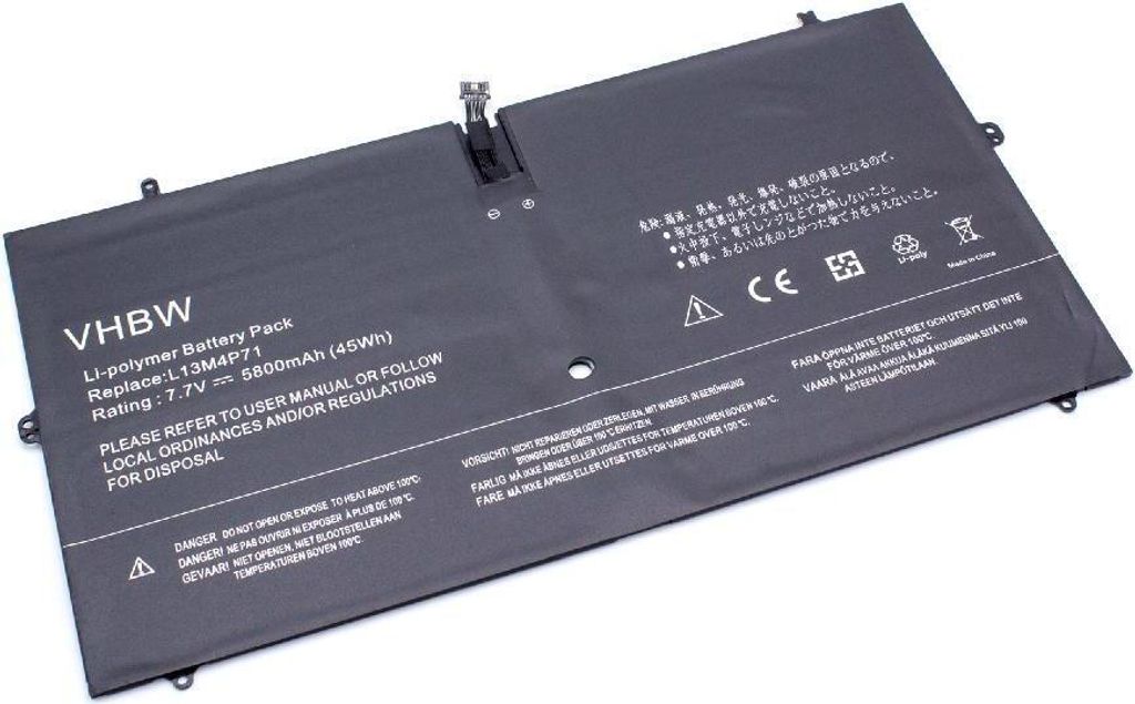 vhbw Akku kompatibel mit Lenovo Yoga 3 Pro 13, 3 Pro 1370 13.3", 3 Pro 1370 80HE, 3 Pro-1370, 3 Pro 1370, 3 Pro Notebook (5800 mAh, 7,7 V, Li-Polymer)