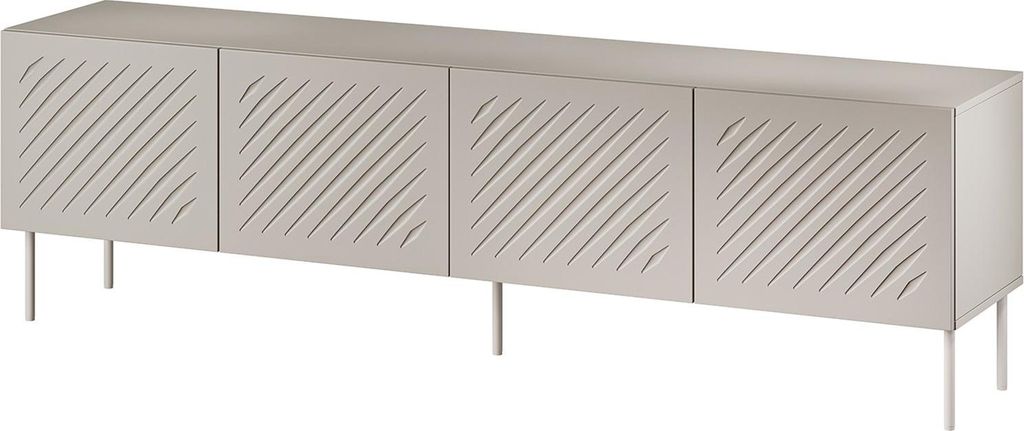 Dmora Möbel TV-Ständer Ronca 200,5x42x60 cm Beige, ein Regal, 4 Fächer