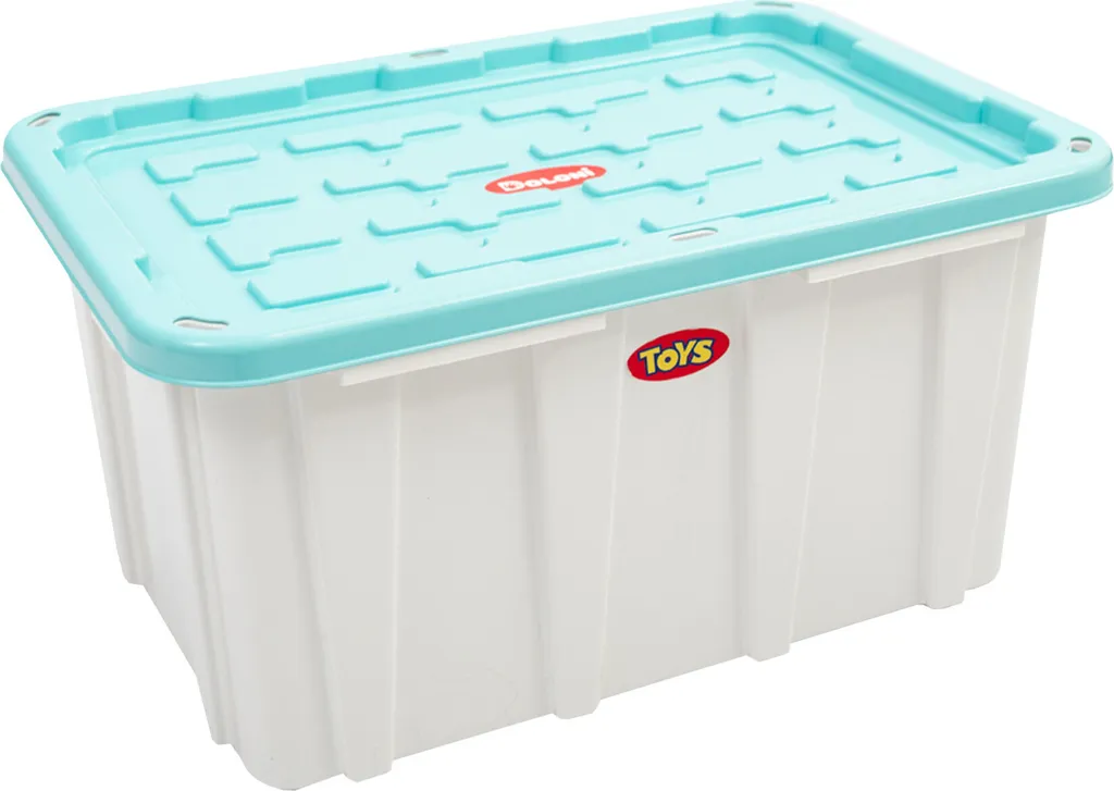 Grand bac de rangement en plastique avec couvercle 75x51x37 cm Doloni