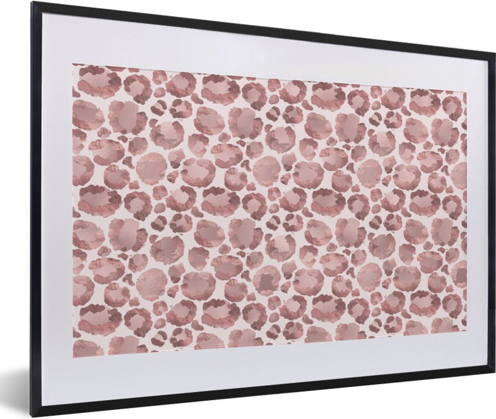 MuchoWow Gerahmtes Poster Panther Druck - Rosa - Luxus 60x40 cm - Poster mit Schwarzem Bilderrahmen Wandposter Rahmen Foto Bilder - Schlafzimmer ...