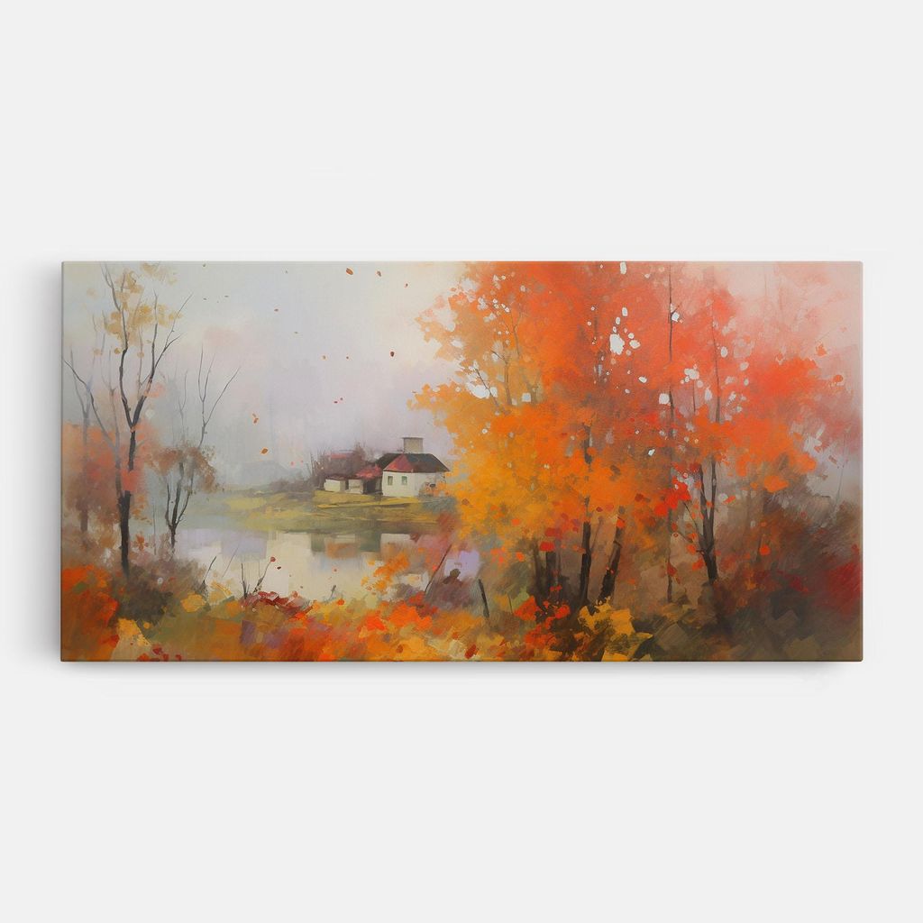 ARTHUB Leinwandbild 50x100 cm, Autumnal Painting | Wohnzimmerdekoration, Hängende Bilder, Wanddekoration, Heimdekoration, Landschaften, Herbst