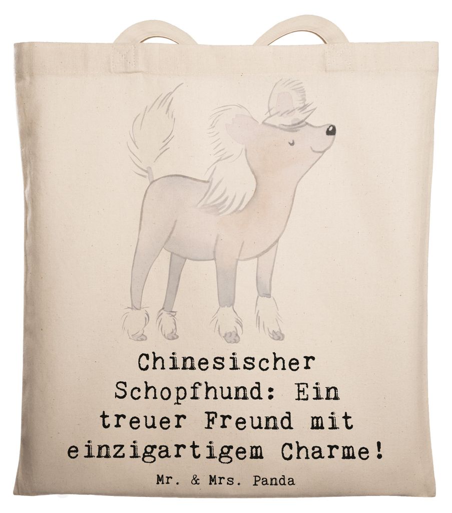 Mr. & Mrs. Panda Tote Bag Chinesischer Schopfhund Charme - Transparent - Geschenk, Hundeliebhaber, Uni Tasche, Hund, Einkaufstasche, haarlose Hunde...