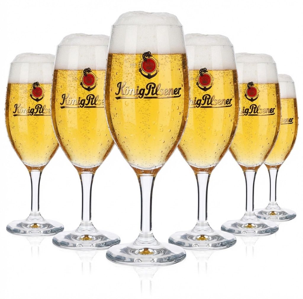 6x König Pilsener Bierglas Glas Gläser 0,3l Pokal Logo Produktbild 