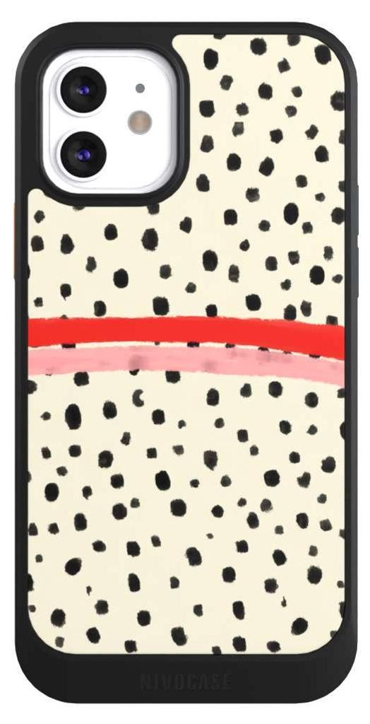 NIVOCASE Hülle für Apple iPhone 12 Handyhülle NIVOcore Case Schwarz Kunst Punkte Streifen