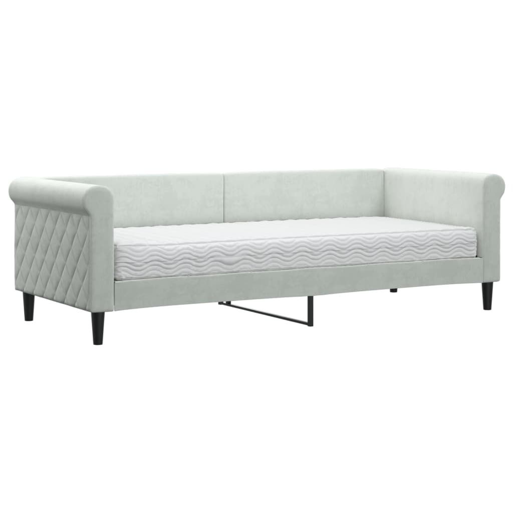 vidaXL Tagesbett mit Matratze Hellgrau 80x200 cm Samt