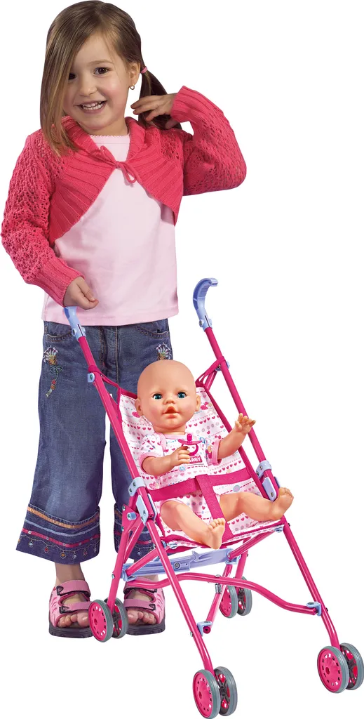Poussette poupée Simba pliable rose - Gain de place et rangement facile