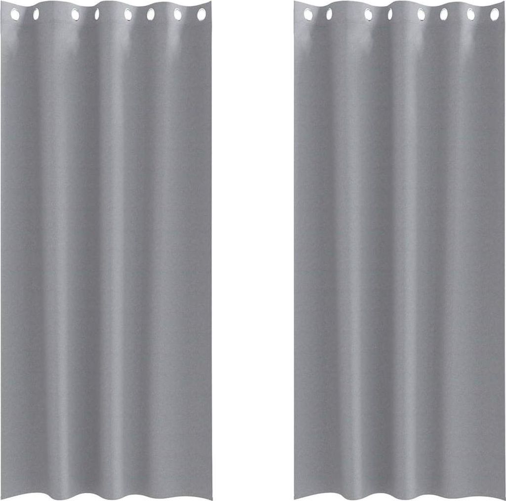 vidaXL Verdunkelungs-Vorhänge mit Ringen 2 pcs Hellgrau 245 x 140 cm